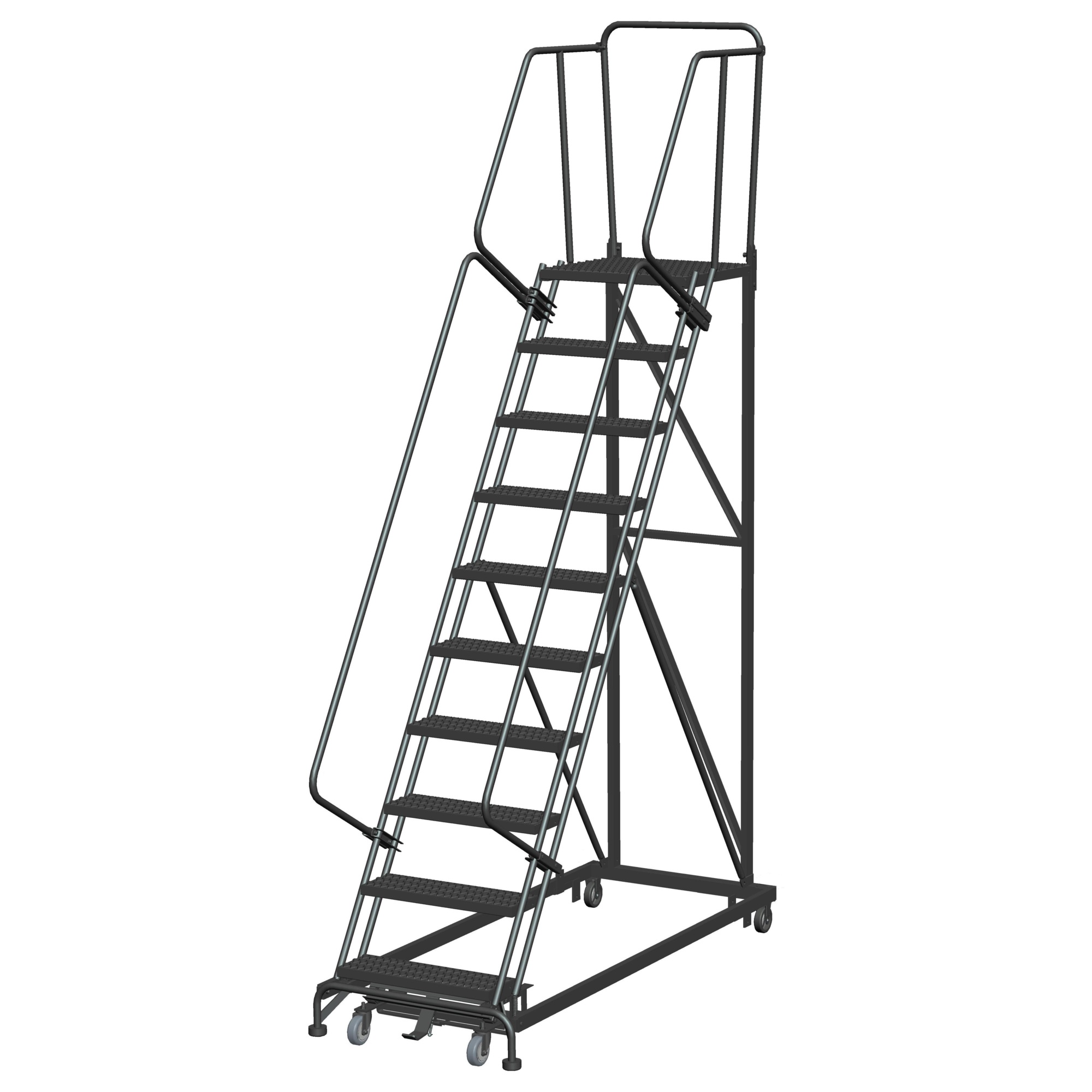 Ballymore, Heavy Duty Stairway Slope -24in.W, 21in.DTS-G Tread, Overall Height 133 in, Steps 10, Material Carbon Steel, Model# HDS-10-21-G